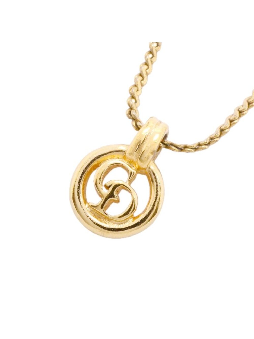 Dior Necklace CD Logo Round Circle Gold Plated